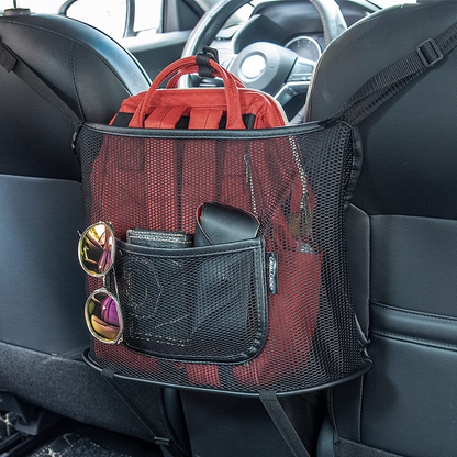 Cavalcade Car Net Pocket, Back Seat Mesh Organizer, Automotive Console Handbag Holder, Netting Pouch Storage Bag for Car, Barrier of Backseat Pet Kids, Black