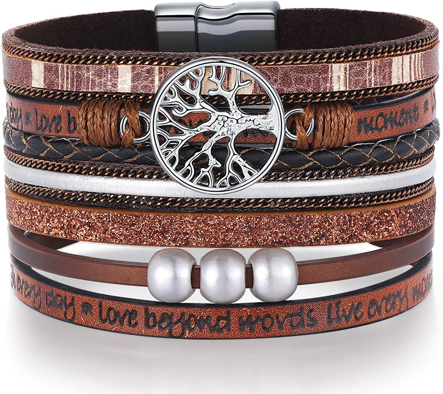 Inspirational Tree of Life Layer Leather Bracelet