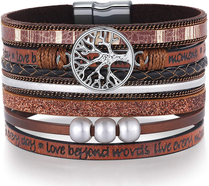 Inspirational Tree of Life Layer Leather Bracelet