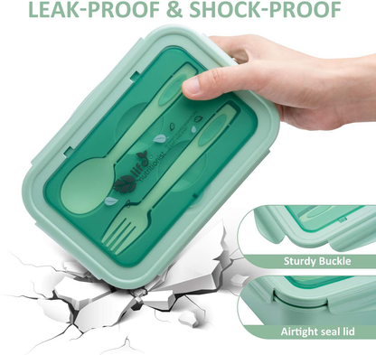 Bento Boxes for Adults - 1100 ML Bento Lunch Box For Kids Childrens With Spoon & Fork - Durable, Leak-Proof for On-the-Go Meal, BPA-Free and Food-Safe Materials