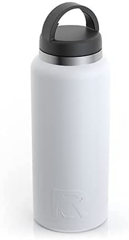 RTIC Bottle, 36 oz, White, Double Vacuum Insulated Water Bottle, Stainless Steel for Hot & Cold Drinks, Sweat Proof Thermos, Great for Travel, Hiking & Camping