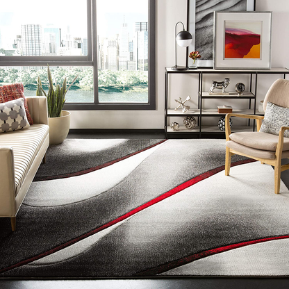 Safavieh Hollywood Collection HLW712F Mid-Century Modern Non-Shedding Stain Resistant Living Room Bedroom Area Rug, 2'7" x 5', Grey / Blue