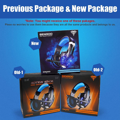 BENGOO G9000 Stereo Gaming Headset for PS4 PC Xbox One PS5 Controller, Noise Cancelling Over Ear Headphones with Mic, LED Light, Bass Surround, Soft Memory Earmuffs for Laptop Mac Nintendo NES Games