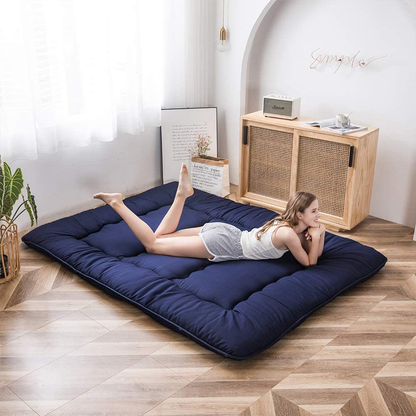 Japanese Floor Mattress Futon Mattress, Thicken Tatami Mat Sleeping Pad Foldable Roll Up Mattress Boys Girls Dormitory Mattress Pad Kids Floor Lounger Bed Couches and Sofas, Coffee, Twin Size