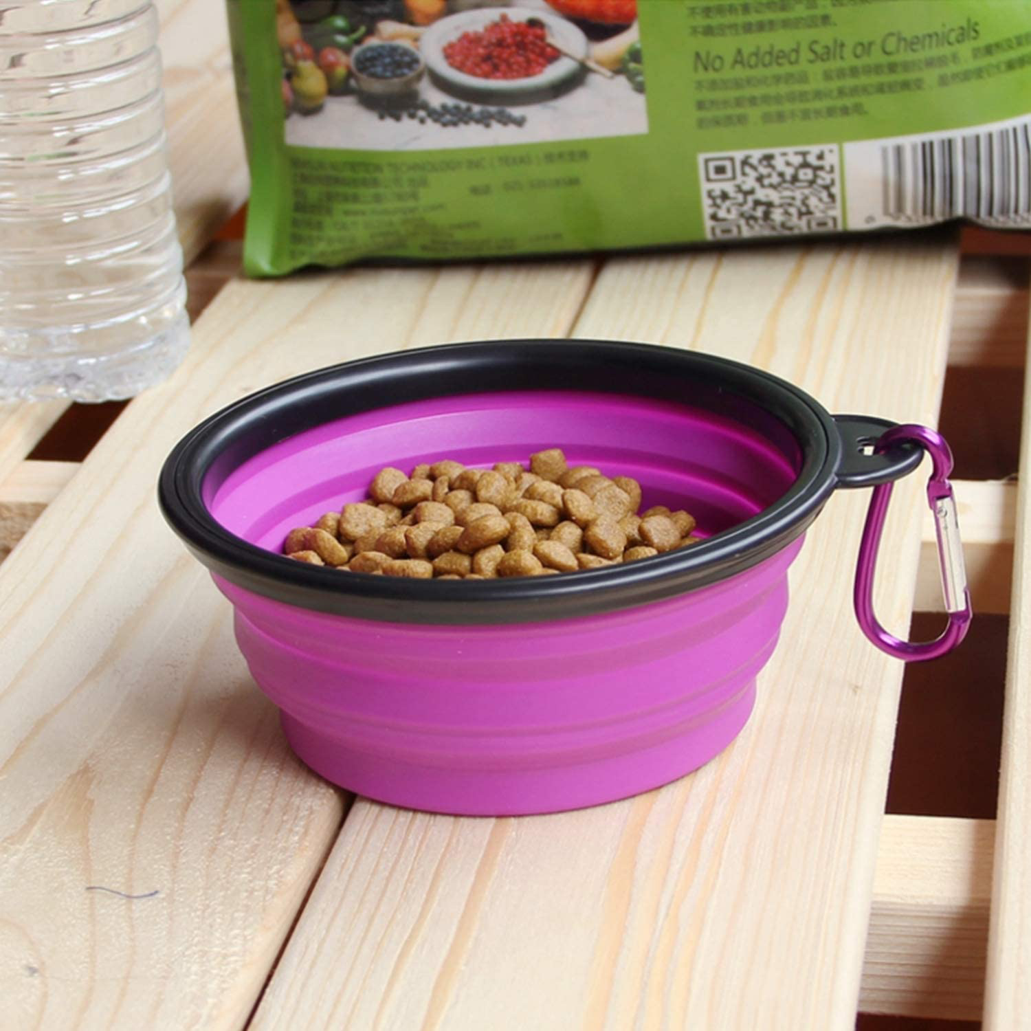 AYECEHI Portable Silicone Collapsible Pet Cat Bowls,[2 Pack] Foldable Expandable Water Feeding Travel Bowl Cup Dish for Pet Dogs and Cats - with 2 Pack Carabiners