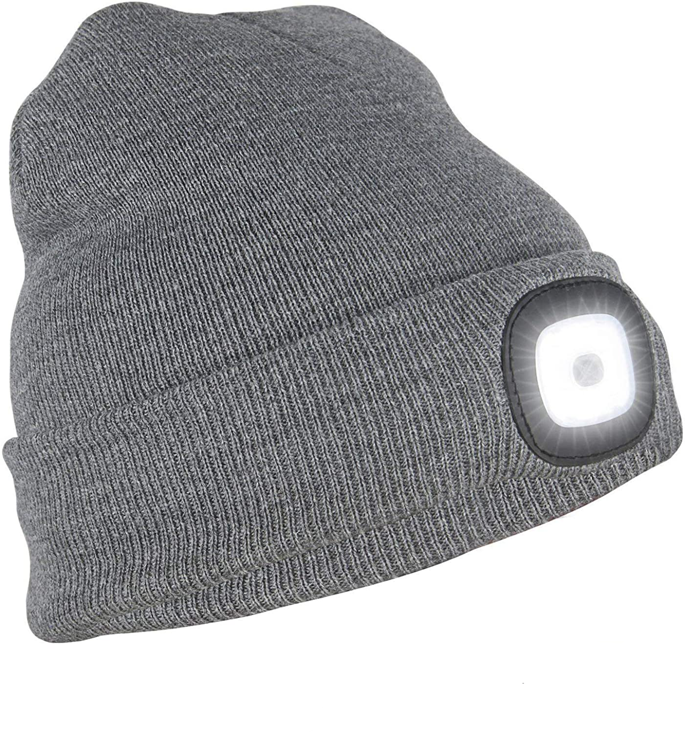 Knitted Unisex Beanie Hat with Light, USB Rechargeable LED Headlamp Flashlight Hat