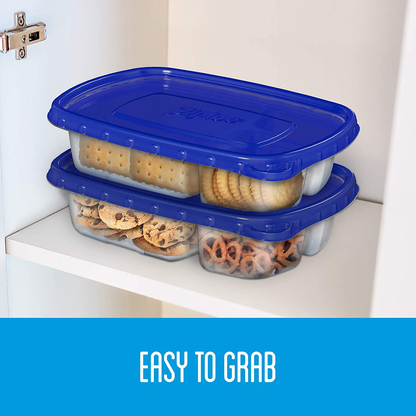 Ziploc Food Storage Meal Prep Containers Reusable for Kitchen Organization, Smart Snap Technology, Dishwasher Safe, Divided Rectangle, 2 Count