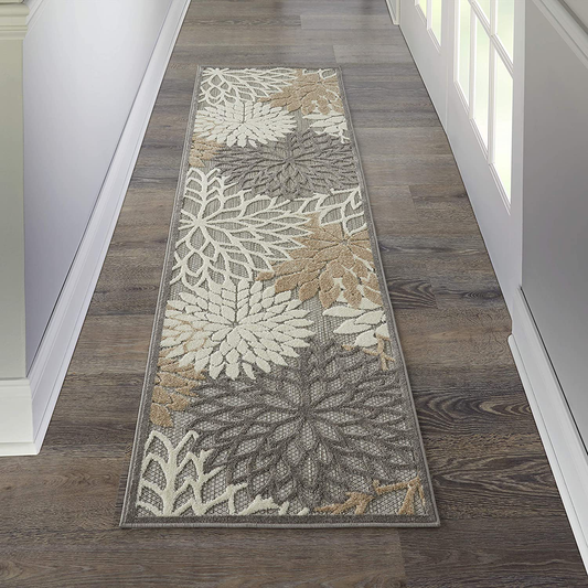Nourison Aloha Indoor/Outdoor Floral 2'3" x 8' Area Rug (8' Runner), 2'3"X 8', NATURAL