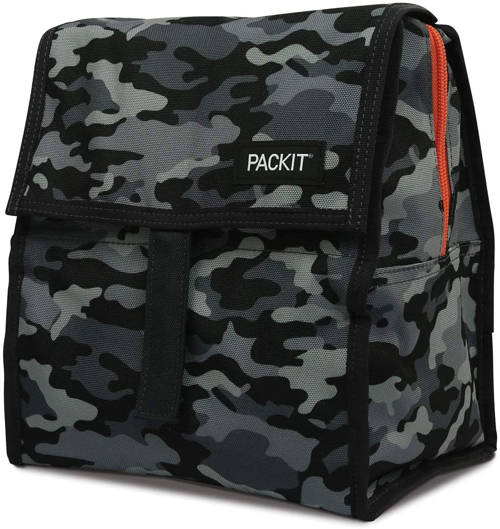 PackIt Freezable Lunch Bag with Zip Closure, Charcoal Camo