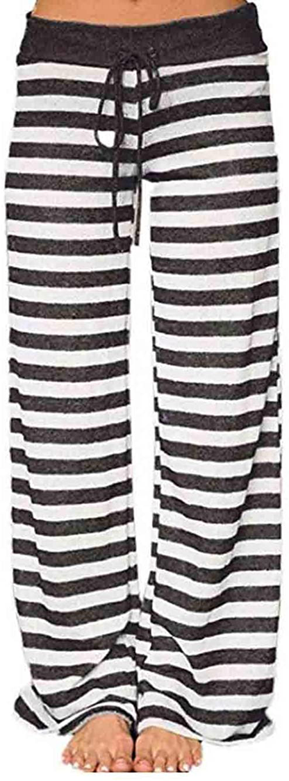 Women's Comfy Stretch Drawstring Palazzo Wide Leg Lounge Pants