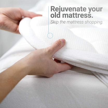 eLuxurySupply Double Thick Rayon Bamboo Mattress Topper with Fitted Skirt - Extra Plush Cooling Bamboo Mattress Pad - Hypoallergenic Down Alternative Fill - Twin
