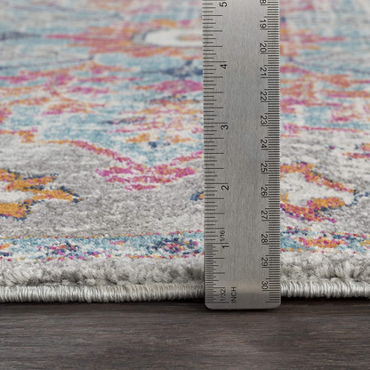 Artistic Weavers Odelia Vintage Bohemian Area Rug, 4' Round, Orange/Navy