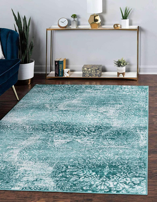 Unique Loom Sofia Collection Area Traditional Vintage Rug, French Inspired Perfect for All Home Décor, 3' 3 x 5' 3 Rectangular, Turquoise/Ivory