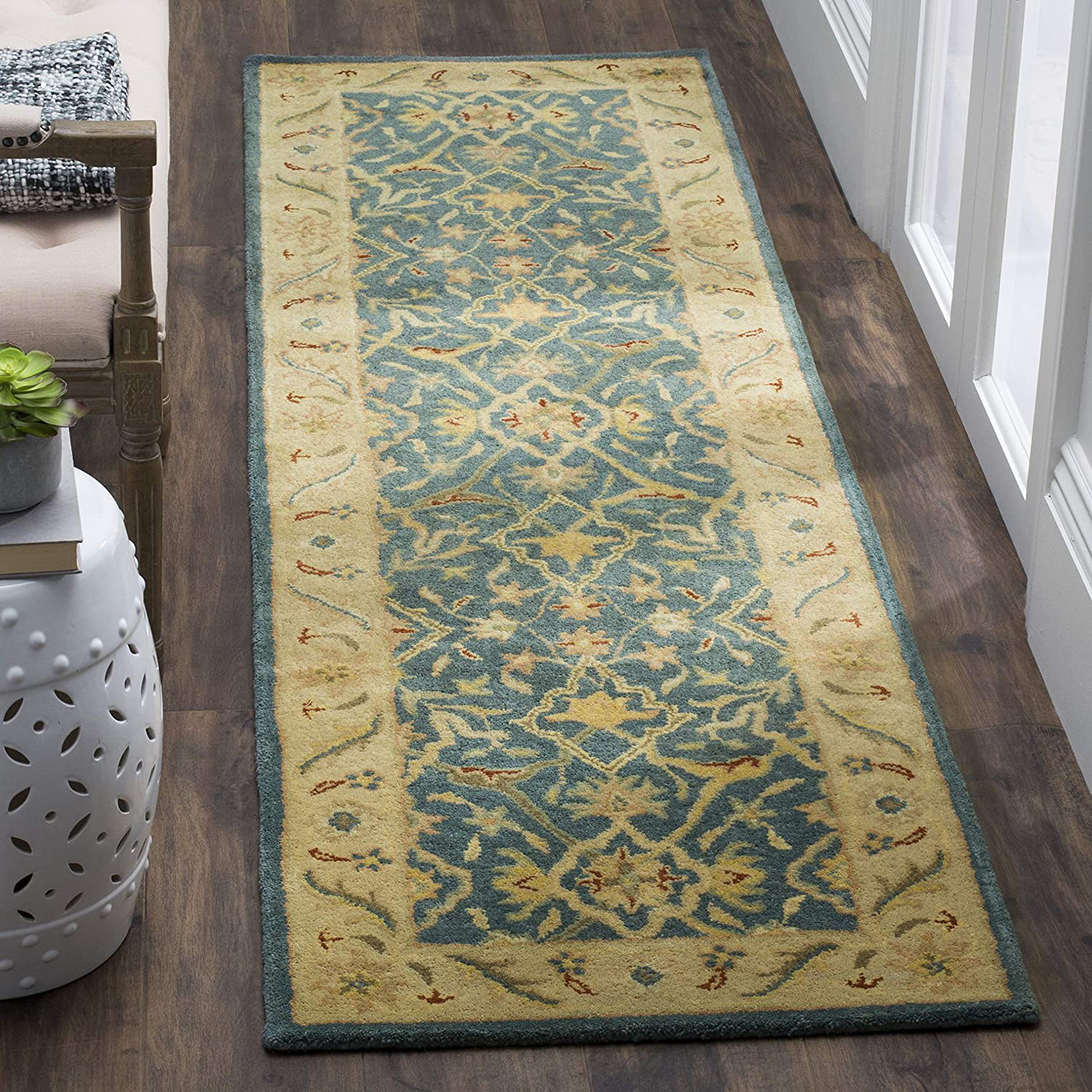 Safavieh Antiquity Collection AT14E Handmade Traditional Oriental Premium Wool Runner, 2'3" x 8' , Blue