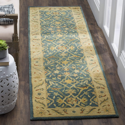 Safavieh Antiquity Collection AT14E Handmade Traditional Oriental Premium Wool Runner, 2'3" x 8' , Blue
