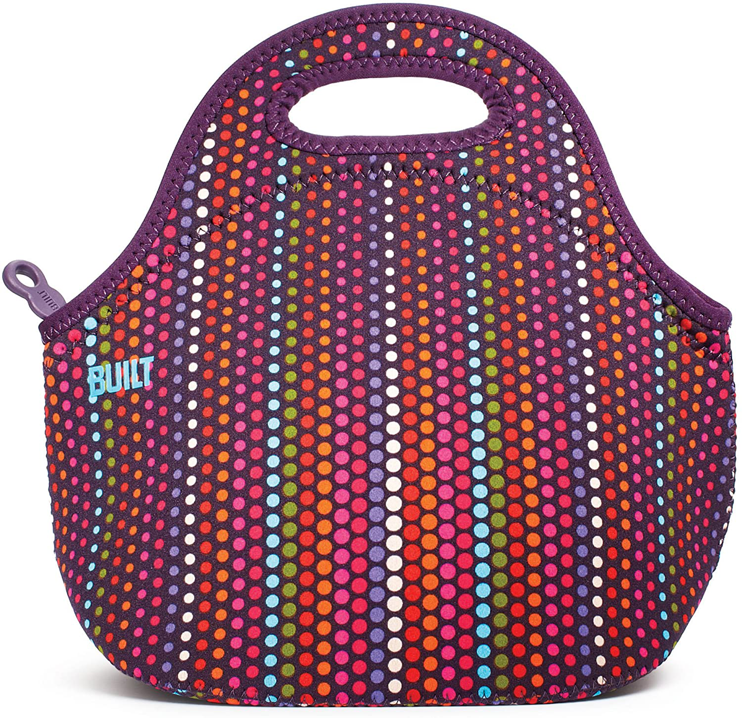 BUILT Gourmet Getaway Soft Neoprene Lunch Tote Bag - Lightweight, Insulated and Reusable Micro Dot LB31-MDT