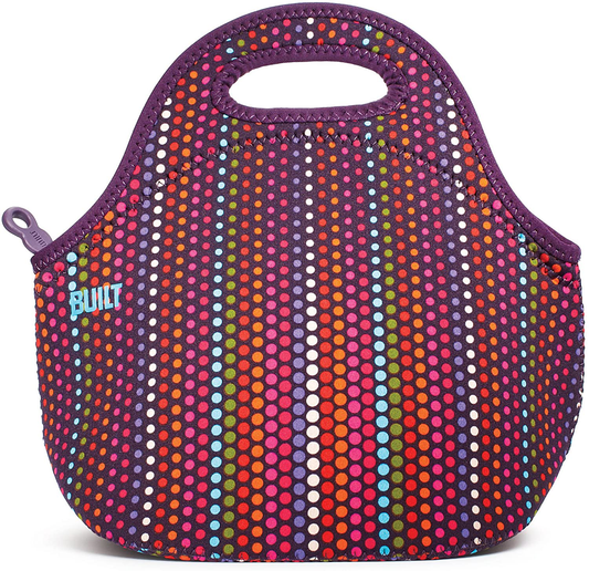 BUILT Gourmet Getaway Soft Neoprene Lunch Tote Bag - Lightweight, Insulated and Reusable Micro Dot LB31-MDT