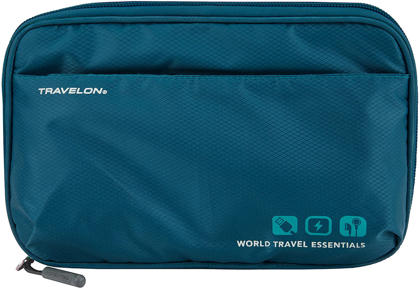 Travelon World Travel Essentials Tech Organizer, Peacock Teal, One Size