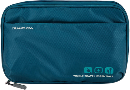 Travelon World Travel Essentials Tech Organizer, Peacock Teal, One Size