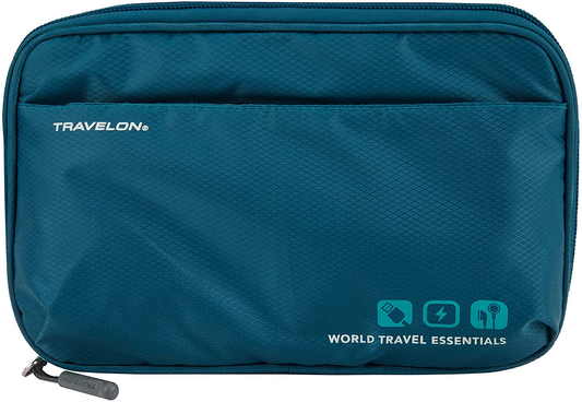 Travelon World Travel Essentials Tech Organizer, Peacock Teal, One Size