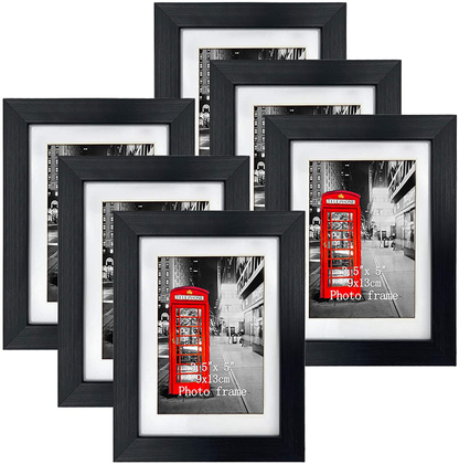 8x10 Black Picture Frames with Mat for Wall or Table Top Decoration, Set of 6