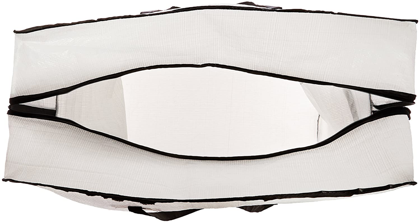 Household Essentials 2622 MightyStor Large Storage Bag with Handles | Clothing and Linen Storage Bag | White Tarp with Black Trim