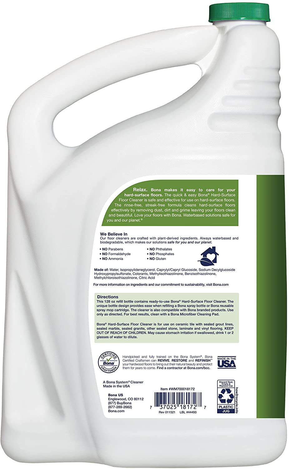 Bona Hard-Surface Floor Cleaner Refill, 128 Fl Oz (Pack of 1), Clear