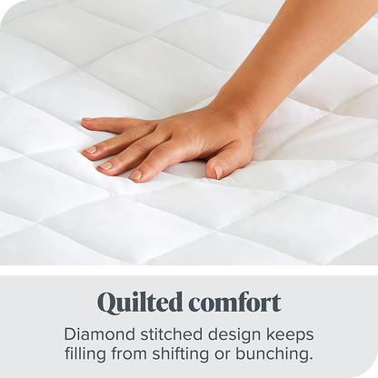 Bare Home Quilted Fitted Mattress Pad (Cal King) - Cooling Mattress Topper - Easily Washable - Elastic Fitted Mattress Cover - Stretch-to-Fit up to 15 Inches Deep (California King)