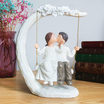 Romantic Couple Figurines in Love , 9Inch Hand Painted Sweet Loving Together Couple Sculpture to Remember Beautiful Moment - Best Gift for Valentine's Day, Wedding Anniversary,Weddings