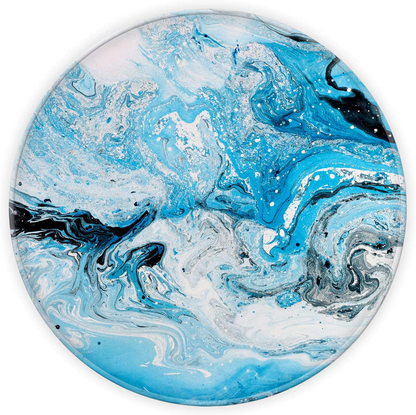 HOPONY Mouse Pad with Stitched Edge, Premium-Textured Mouse Mat with Waterproof Non-Slip Rubber Base, Cute Round Mousepad for Laptop Computer Office Desk Accessories,7.9 x 7.9 inch, Blue Marble