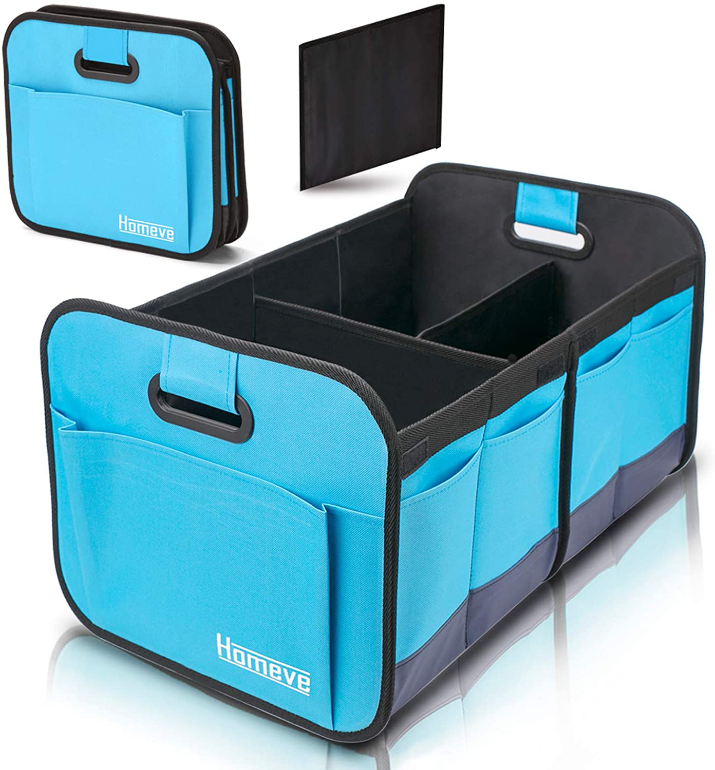 Foldable Trunk Storage Organizer, Reinforced Handles, Suitable for Any Car, SUV, Mini-Van Model Size, Black