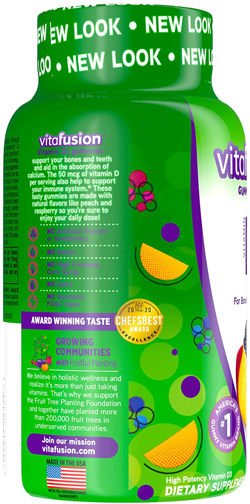 Vitafusion Vitamin D3, 50mg, Peach, Blackberry, Strawberry, 150 Count
