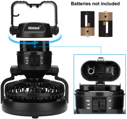 Odoland Portable LED Camping Lantern with Ceiling Fan - Hurricane Emergency Survival Kit