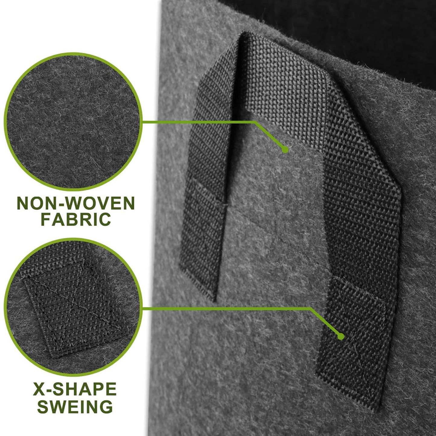 5 Pack Premium Grow Bags Heavy Duty Thickened Non-woven Plant Fabric Pots with Handles
