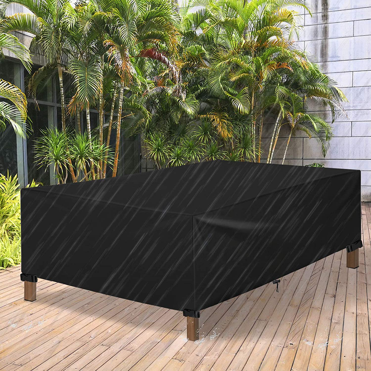 ESSORT Outdoor Furniture Cover Waterproof Patio Table Covers, 4-6 Seats Heavy Duty Windproof Square Garden Table Sofa Cover, UV-Resistan (83.5''x48.4''x29'')