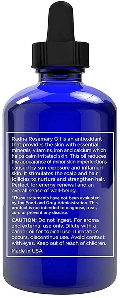 Radha Beauty - Huge 4 oz. Rosemary Essential Oil - 100% Pure Therapeutic Grade, Steam Distilled for Aromatherapy, Relaxation, Scalp Treatment, Healthy Hair Growth, Anti-Aging, Dry Skin, Acne Skincare