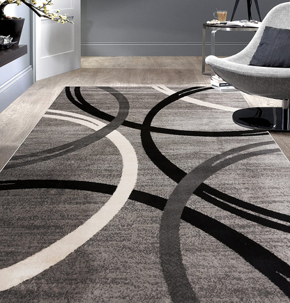 Rugshop Modern Wavy Circles Desing Area Rug 3'3" x 5' Blue