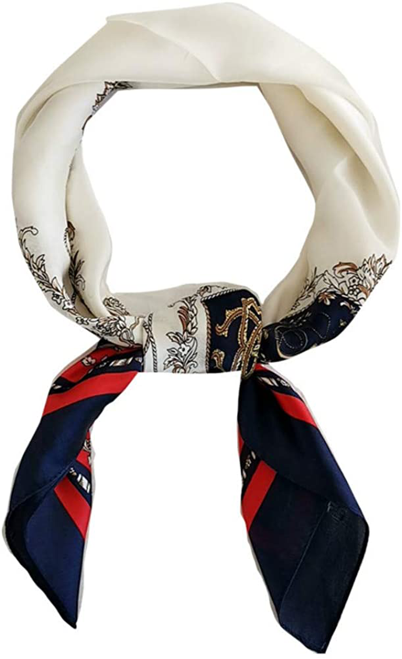 FONYVE Silk Feeling Scarf Medium Square Satin Head Scarf for Women 27.5 × 27.5 inches
