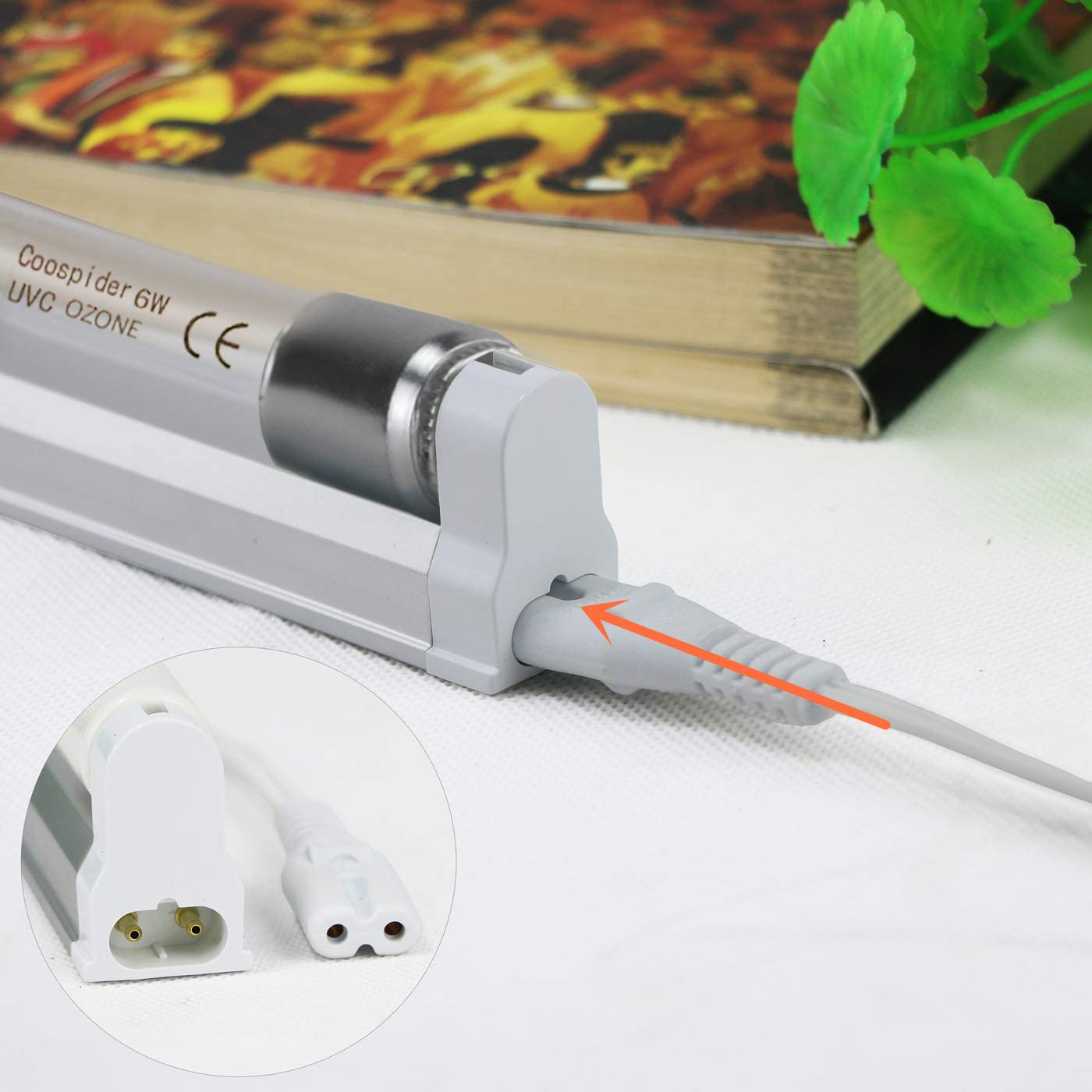 U/V/C Light Lamp 185nm with 253.7nm Bulb 5ft Cord and Plug 110V (6W Ozone Lamp)