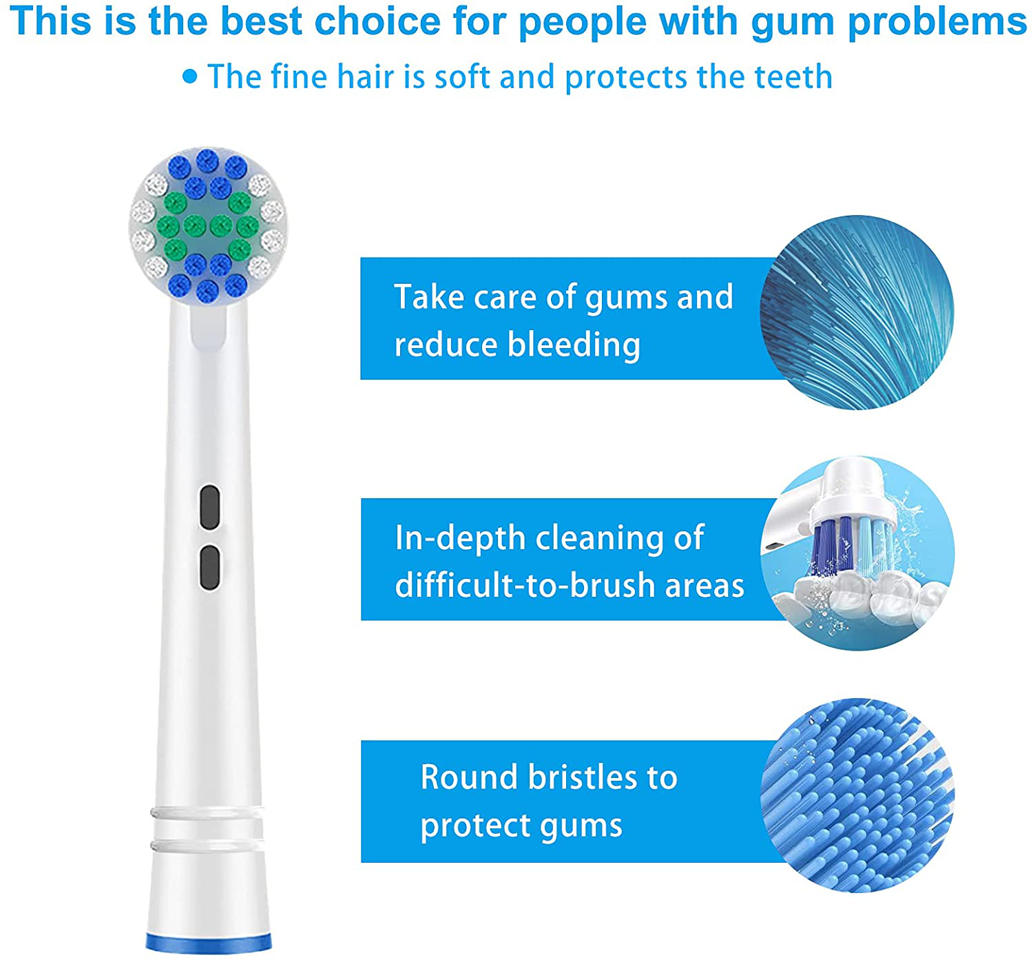 Electric Toothbrush Replacement Heads Compatible with Oral B Precision Clean Electric Toothbrush Soft Bristles Brush Heads