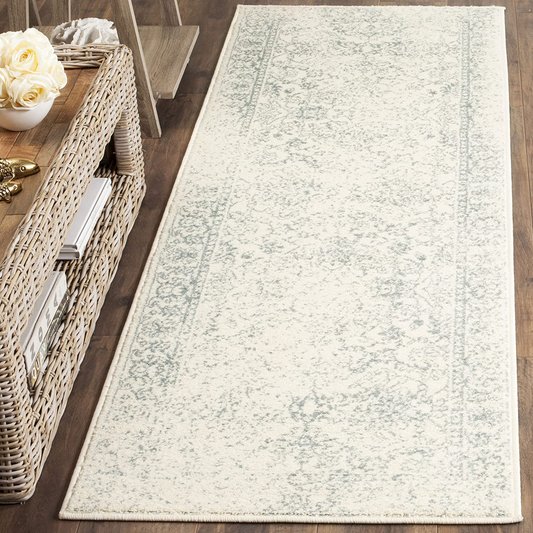 Safavieh Adirondack Collection ADR109S Oriental Distressed Non-Shedding Stain Resistant Living Room Bedroom Runner, 2'6" x 12' , Ivory / Slate