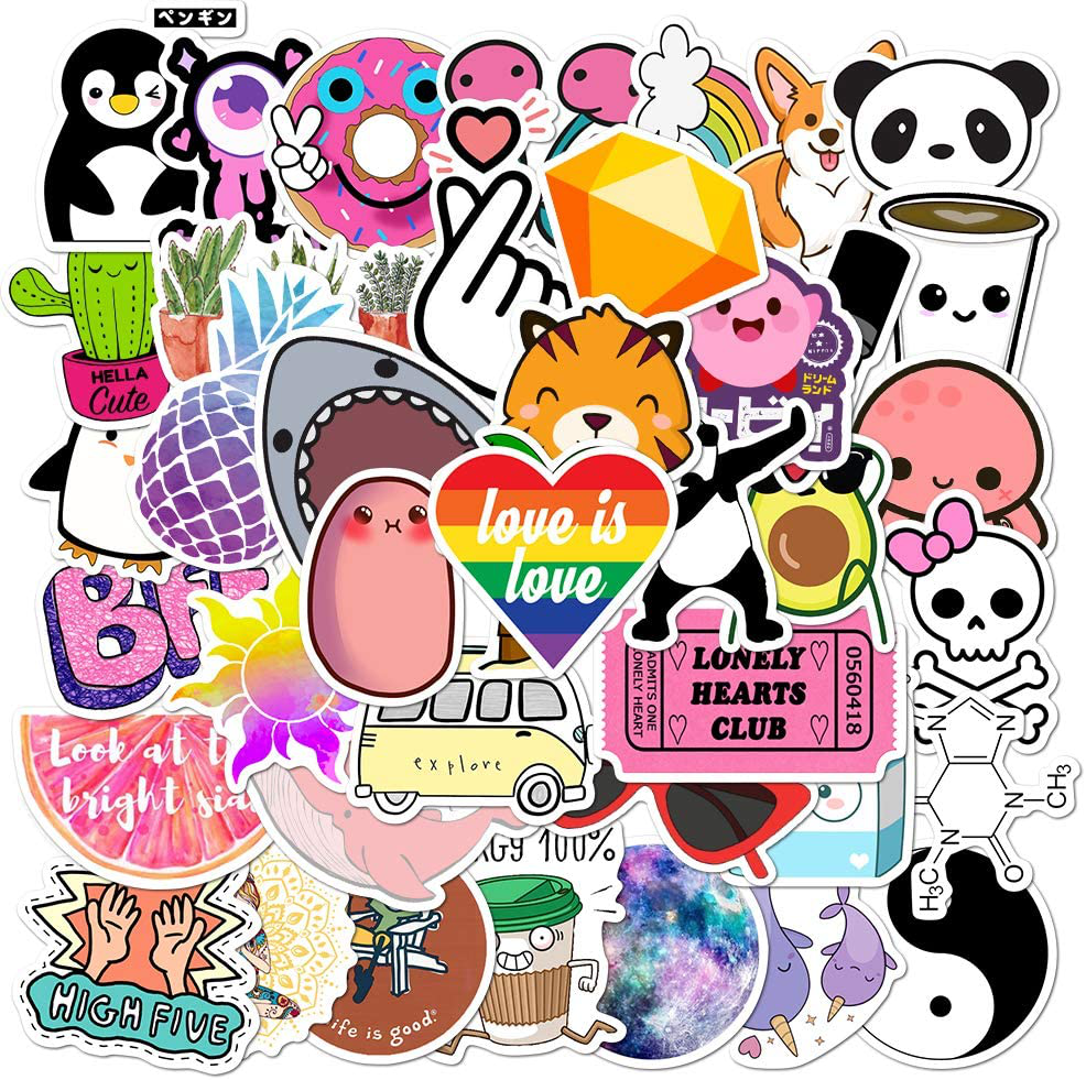 Vanson Stickers for Hydro Flask, 100 pcs Pack Cute Aesthetic Vinyl Stickers for Hydroflask Water Bottles Laptop Computer Skateboard, Waterproof Decal Stickers for Kids Women Adults, Teen Girl Gifts