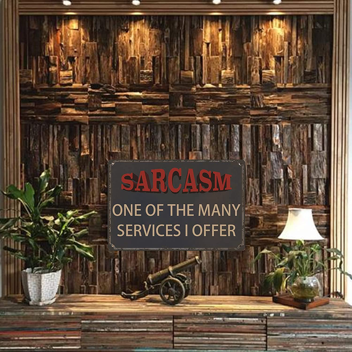 VSIIKO Funny Sarcastic Metal Signs for Garage， Man Cave Bar Personalized Signs Home Sign Wall Decor Gifts for Men Sarcasm One of The Many Services I Offer