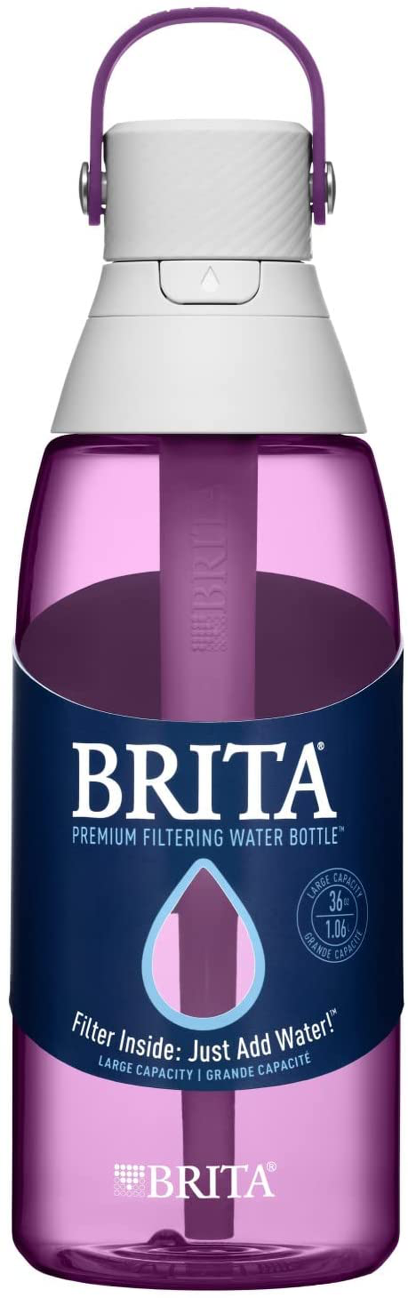 Brita Water Bottle with Filter - 36 Ounce Premium Filtered Water Bottle, BPA Free - Orchid