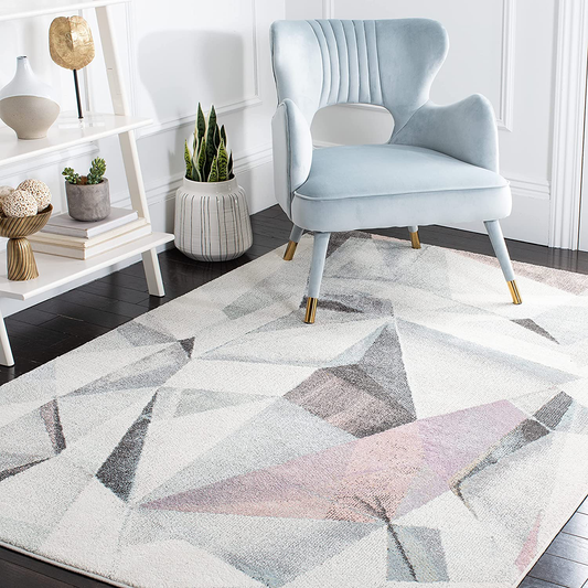 SAFAVIEH Porcello Collection PRL6940A Modern Abstract Non-Shedding Living Room Entryway Hallway Bedroom Foyer Accent Area Rug 2'7" x 5' Ivory/Pink