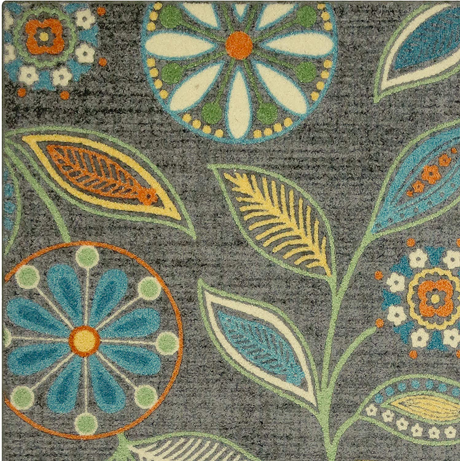 Maples Rugs Reggie Floral Non Skid 2pc Kitchen Rugs Set [Made in USA] Washable Floor Mat for Under Sink, Entryway, and Laundry Multi, 2pc Set, Beige