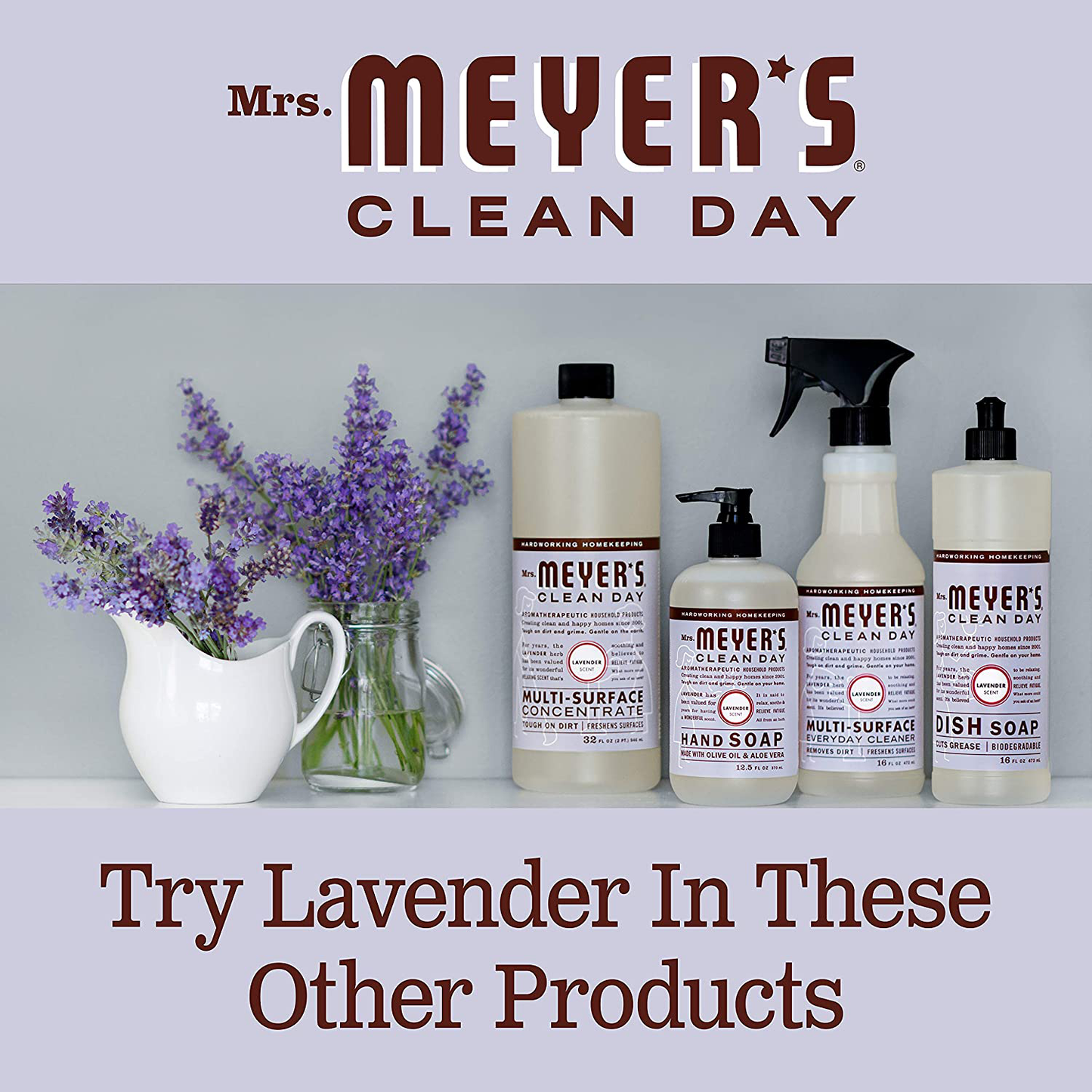 Mrs. Meyer's Clean Day Liquid Hand Soap Refill, Cruelty Free and Biodegradable Hand Wash Formula Made with Essential Oils, Lavender Scent, 33 oz
