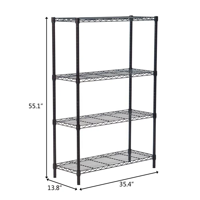 4 Layer Adjustable Wire Shelving Rack - Metal Garage Storage, 35''L X 14''W X 55''H