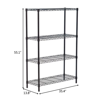 4 Layer Adjustable Wire Shelving Rack - Metal Garage Storage, 35''L X 14''W X 55''H
