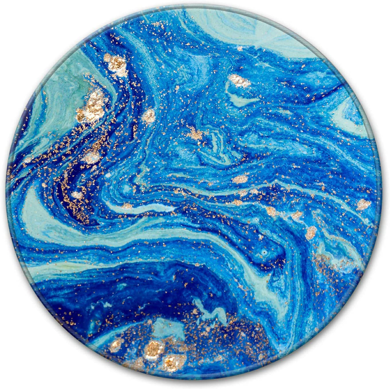 HOPONY Mouse Pad with Stitched Edge, Premium-Textured Mouse Mat with Waterproof Non-Slip Rubber Base, Cute Round Mousepad for Laptop Computer Office Desk Accessories,7.9 x 7.9 inch, Blue Marble